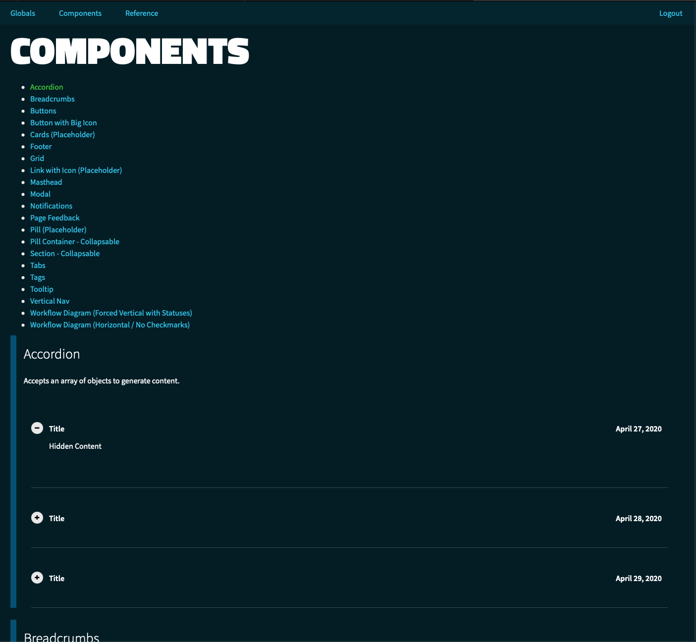styleguide portal of components I coded